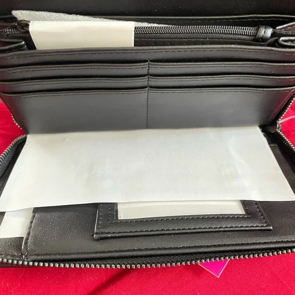 Betsey Johnson Black With Bat Embellishments Large Wallet - Picture 3 of 7